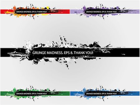 designs for background black and white colors - Grunge banners set in five colors black and white, green, blue, red, violet Stock Photo - Budget Royalty-Free & Subscription, Code: 400-05253964