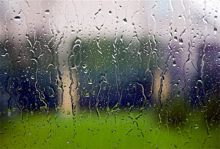 View through the window to garden of house, raining Stockbilder - Microstock & Abonnement, Bildnummer: 400-05264299