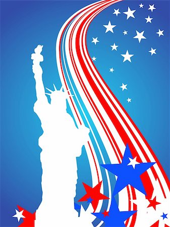 vector illustration eps10 from the statue of liberty on a colorful stars and stripes background Stock Photo - Budget Royalty-Free & Subscription, Code: 400-05264695