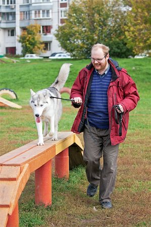 Man with a dog breed Siberian Husky Foto de stock - Super Valor sin royalties y Suscripción, Código: 400-05264942