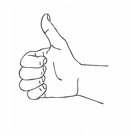 fingers outline drawing - silhouette of the hand on white background Stock Photo - Budget Royalty-Free & Subscription, Code: 400-05265432