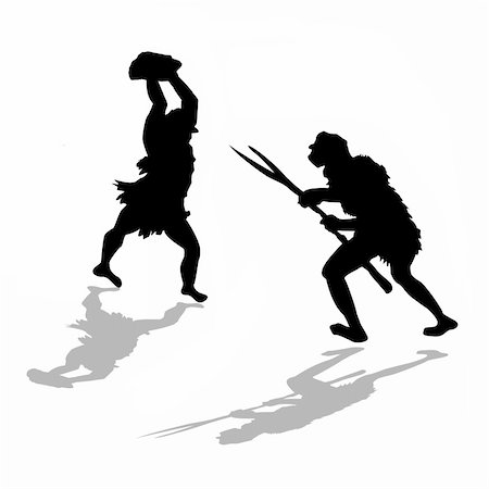simsearch:400-05253713,k - silhouette two fight primitive persons Stock Photo - Budget Royalty-Free & Subscription, Code: 400-05265482