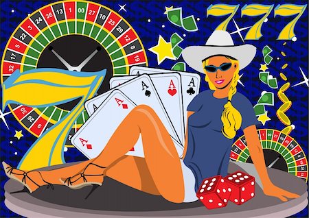 simsearch:400-06911675,k - Abstract vector illustration of a young female on casino background Stock Photo - Budget Royalty-Free & Subscription, Code: 400-05265870