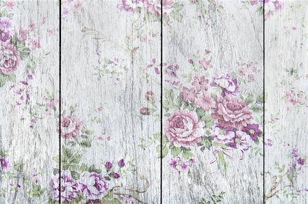 vintage painting roses on white wood Photographie de stock - Aubaine LD & Abonnement, Code: 400-05265949