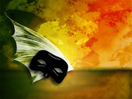 darkness evil - grunge background with mask and bat wings Stock Photo - Budget Royalty-Free & Subscription, Code: 400-05266328