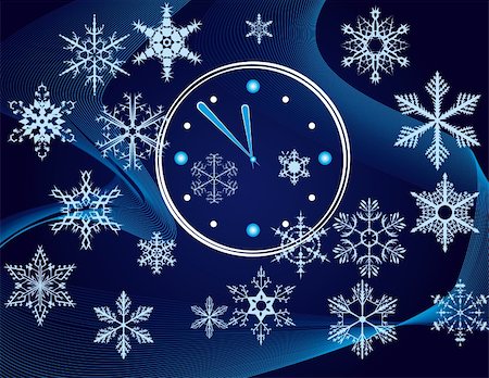 Christmas background with a clock and snowflakes. Vector illustration. Vector art in Adobe illustrator EPS format, compressed in a zip file. The different graphics are all on separate layers so they can easily be moved or edited individually. The document can be scaled to any size without loss of quality. Stock Photo - Budget Royalty-Free & Subscription, Code: 400-05266924