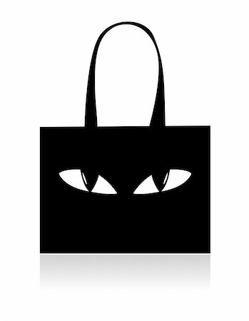 simsearch:400-05248445,k - Funny black shopping bag with eyes Fotografie stock - Microstock e Abbonamento, Codice: 400-05266974