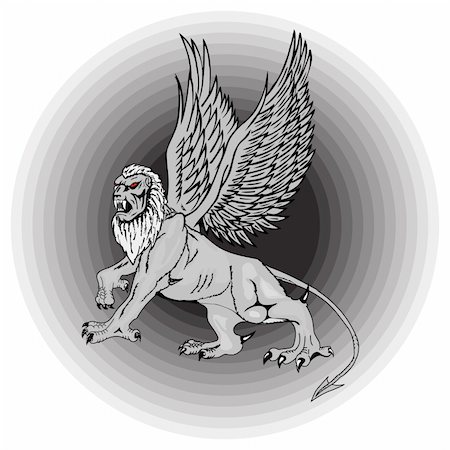 simsearch:400-05077674,k - The big mythological griffin on a black background.vector Photographie de stock - Aubaine LD & Abonnement, Code: 400-05267134