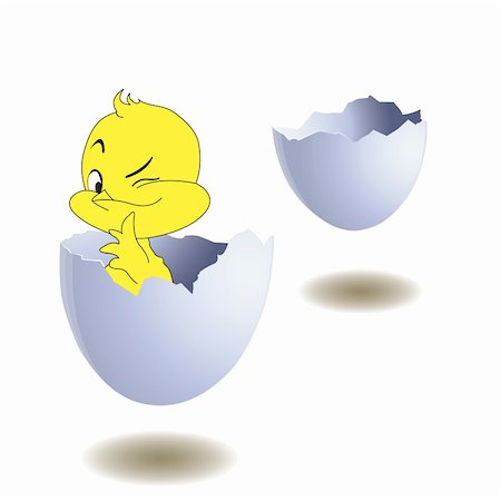 simsearch:400-04589626,k - Yellow chicken in egg on a white background. Vector Foto de stock - Super Valor sin royalties y Suscripción, Código: 400-05267130