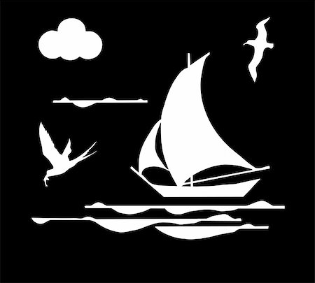 petrel - illustration sailboat in ocean Stock Photo - Budget Royalty-Free & Subscription, Code: 400-05267250