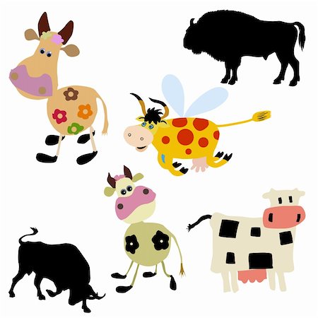 vector illustration of the cow on white background Stock Photo - Budget Royalty-Free & Subscription, Code: 400-05267320