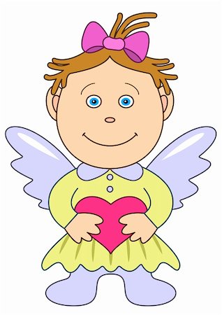 simsearch:400-04752168,k - Picture by a holiday: the girl-angel with wings, holds in hands red heart, symbol a love and friendship Stock Photo - Budget Royalty-Free & Subscription, Code: 400-05267340