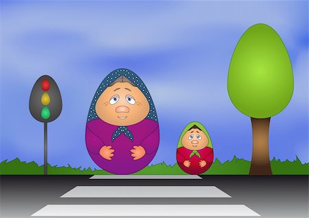 Easter the grandmother with the grand daughter pass street Stock Photo - Budget Royalty-Free & Subscription, Code: 400-05267341