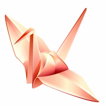illustration drawing of beautiful red paper crane Stock Photo - Budget Royalty-Free & Subscription, Code: 400-05267445