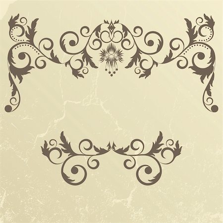 Vintage grunge frame with swirl  on a beige background Stock Photo - Budget Royalty-Free & Subscription, Code: 400-05267450