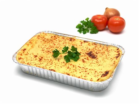 spring onion isolated - A tray of lasagne isolated against a white background Stock Photo - Budget Royalty-Free & Subscription, Code: 400-05267471