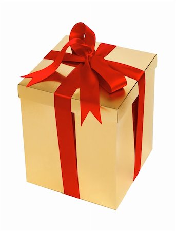 simsearch:400-04656802,k - golden gift box with red bow isolated on white Photographie de stock - Aubaine LD & Abonnement, Code: 400-05268902