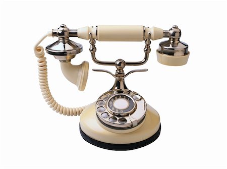 simsearch:400-04493639,k - Old fashioned phone isolated on white background Foto de stock - Super Valor sin royalties y Suscripción, Código: 400-05268913