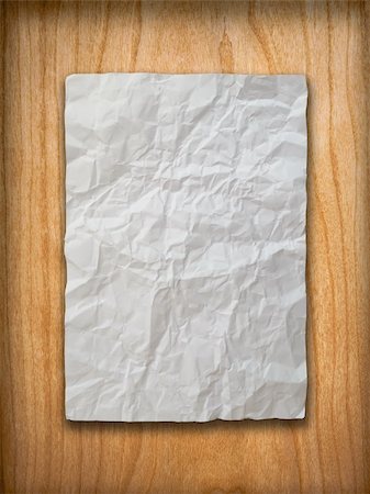 simsearch:400-07675044,k - Blank White Crumpled peper on wood wall Foto de stock - Super Valor sin royalties y Suscripción, Código: 400-05269217