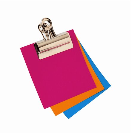 simsearch:400-04046904,k - Few colored reminder notes with clip isolated on white Photographie de stock - Aubaine LD & Abonnement, Code: 400-05269792