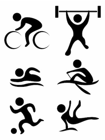 sgame (artist) - vector sports symbols: bicycle, weightlifting, swimming, soccer ball,gymnastics, rowing Photographie de stock - Aubaine LD & Abonnement, Code: 400-05260059