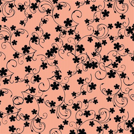 simsearch:400-08616887,k - Pink background with black flowers Foto de stock - Super Valor sin royalties y Suscripción, Código: 400-05260349