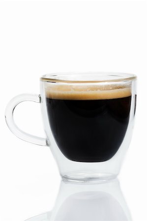 espresso coffee in a glass cup on white background Stock Photo - Budget Royalty-Free & Subscription, Code: 400-05260474
