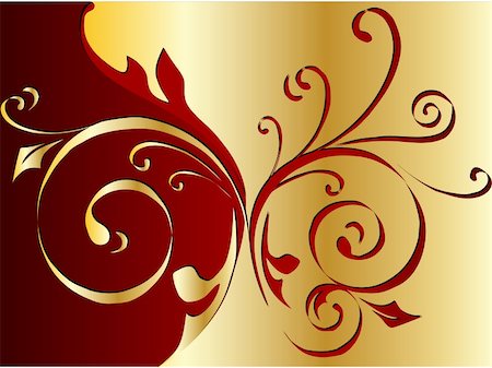 simsearch:400-04822119,k - Red and gold floral background. Vector illustration Foto de stock - Royalty-Free Super Valor e Assinatura, Número: 400-05260507