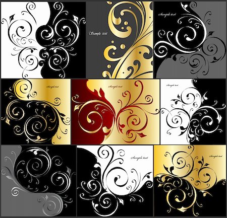 Red and gold floral background. Vector illustration Stock Photo - Budget Royalty-Free & Subscription, Code: 400-05260508