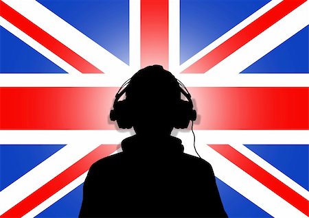 simsearch:400-04842256,k - Illustration of a person wearing headphones in-front of the United Kingdom flag Photographie de stock - Aubaine LD & Abonnement, Code: 400-05260500