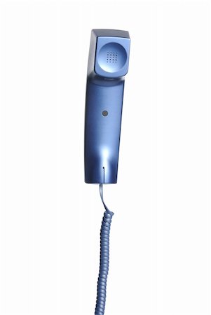 simsearch:400-07038627,k - A business telephone receiver hangs by its telephone cord against a white background Stock Photo - Budget Royalty-Free & Subscription, Code: 400-05260671