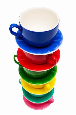 simsearch:628-02615924,k - Beautiful color cups on a white background Foto de stock - Royalty-Free Super Valor e Assinatura, Número: 400-05261334