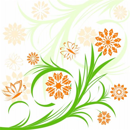 vector illustration of a floral ornament on white background Stockbilder - Microstock & Abonnement, Bildnummer: 400-05261372