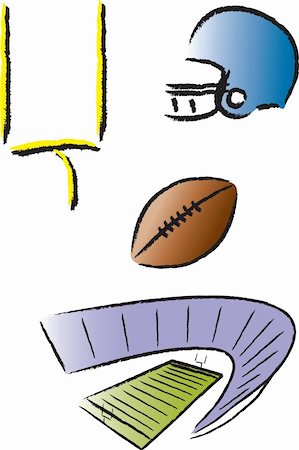 pigskin - Assorted well-known football icons Photographie de stock - Aubaine LD & Abonnement, Code: 400-05261659