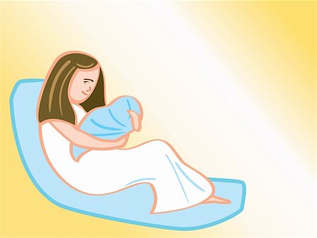 simsearch:400-05261672,k - Stylized illustration of a mother and her newborn baby. Stock Photo - Budget Royalty-Free & Subscription, Code: 400-05261671