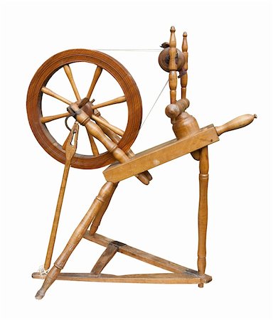 simsearch:400-04053662,k - Old spinning wheel isolated on white with included clipping path Stock Photo - Budget Royalty-Free & Subscription, Code: 400-05261730
