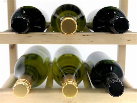 Bottled wine and a wine rack isolated against a white background Stock Photo - Budget Royalty-Free & Subscription, Code: 400-05262324