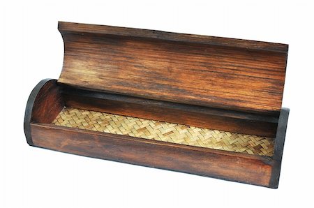 Open wooden box made from bamboo in Thailand isolated on white Stock Photo - Budget Royalty-Free & Subscription, Code: 400-05262574