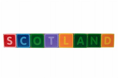 scotish - toy letters that spell scotland against a white background with clipping path Stock Photo - Budget Royalty-Free & Subscription, Code: 400-05263578