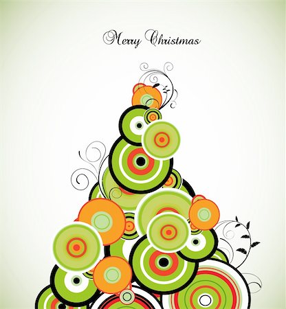 simsearch:400-08670454,k - Retro circle  christmas tree (vector) - illustration Stock Photo - Budget Royalty-Free & Subscription, Code: 400-05274056