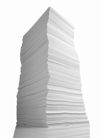 piled high - close up of stack of papers on white background with clipping path Stock Photo - Budget Royalty-Free & Subscription, Code: 400-05274206