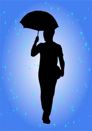 Silhouette of man with umbrella Stock Photo - Budget Royalty-Free & Subscription, Code: 400-05274244