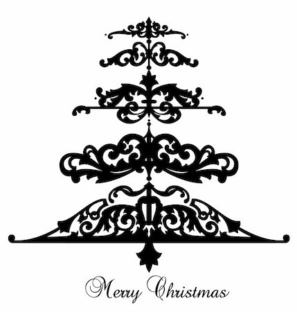 Pattern christmas black tree background. Vector illustration Stock Photo - Budget Royalty-Free & Subscription, Code: 400-05274461