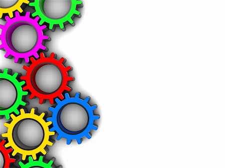 abstract 3d illustration of colorful gear wheels background Stock Photo - Budget Royalty-Free & Subscription, Code: 400-05274843