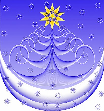 vector illustration of a christmas tree  with snowflakes Stockbilder - Microstock & Abonnement, Bildnummer: 400-05275241