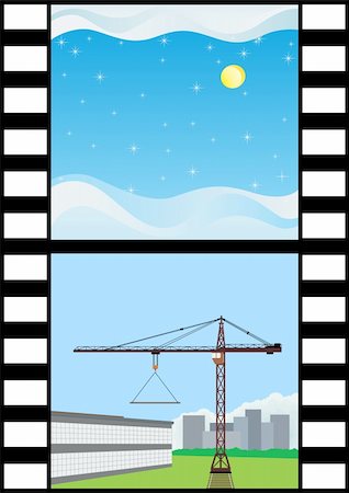 simsearch:693-06667845,k - Film depicting a winter landscape and construction equipment on the construction of the building Photographie de stock - Aubaine LD & Abonnement, Code: 400-05275253