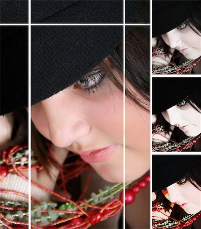 Close-up of a beautiful brunette teen wearing a hat Stock Photo - Budget Royalty-Free & Subscription, Code: 400-05275271