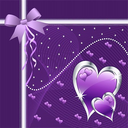 simsearch:400-05736913,k - Purple love hearts and bow for valentines day or any romantic event. Copy space for text. Photographie de stock - Aubaine LD & Abonnement, Code: 400-05276080