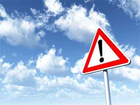 simsearch:400-04480527,k - warning roadsign under cloudy blue sky - 3d illustration Stock Photo - Budget Royalty-Free & Subscription, Code: 400-05276348
