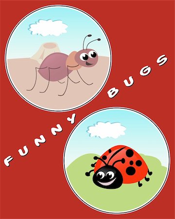 simsearch:400-05279709,k - Ant and Ladybug - funny vector illustration Stock Photo - Budget Royalty-Free & Subscription, Code: 400-05276384